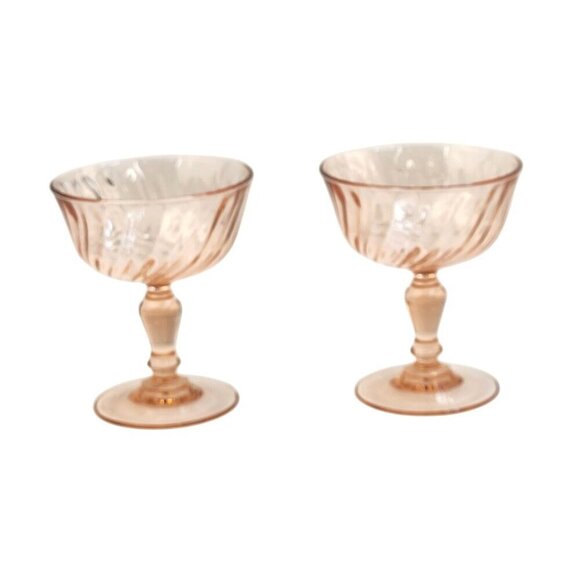 Arcoroc France Luminarc Rosaline Pink Depression Glass Sherbet Dessert Cups Set - Picture 6 of 12